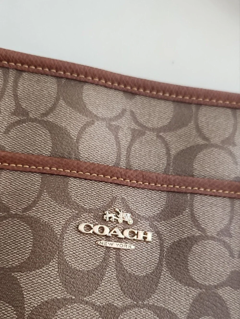 Coach Brown Signature Crossbody with Gold Hardware